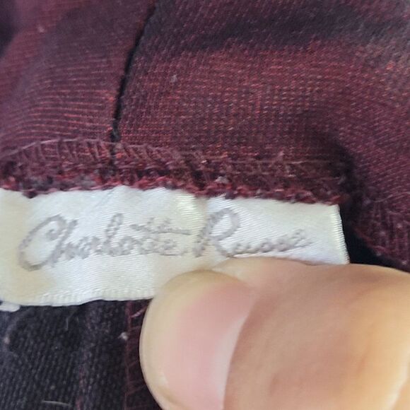 Vintage 90s Flare Pants 10 Oxblood Form Fitting Stretch Retro 70's Disco Gothic - Picture 10 of 10